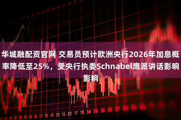 华城融配资官网 交易员预计欧洲央行2026年加息概率降低至25%，受央行执委Schnabel鹰派讲话影响